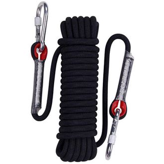 OEM Cuerda Est&aacute;tica Negra De 30 M Para Escalada, Cuerda De Rescate Tipo Paraca&iacute;das, Cuerda De R&aacute;pel Con Mosquetones De 10 Mm De Di&aacute;metro -crezuo