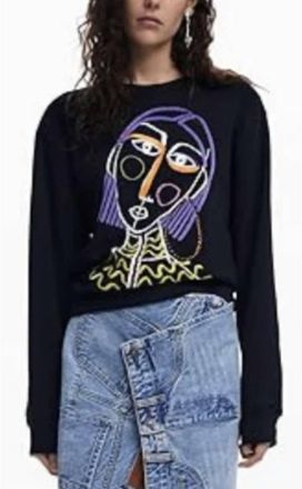 Desigual Face Sweatshirt In Black