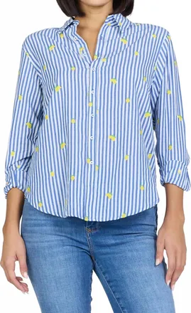 Dear John Denim Lolita Embroidery Top In Blue Lemon