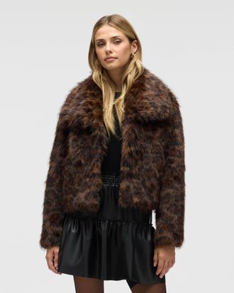 NVLT Womens Long Hair Faux Fur Jacket