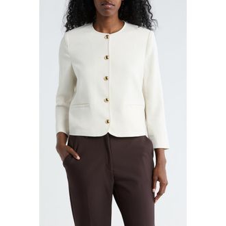 Nordstrom Rack Textured Collarless Jacket in Ivory Tofu at Nordstrom Rack, Size X-Large