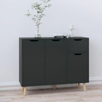 vidaXL Credenza Nero Lucido 90x30x72 cm in Legno Multistrato - Vidaxl