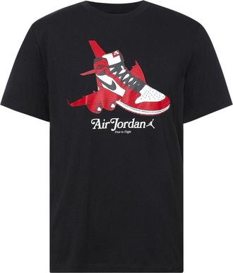 Nike Jordan Air Jordan Shoe Alphabet Printing Short Sleeve Black CN3597-010