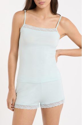 Etam Kitty Lace Trim Camisole in Blue Green at Nordstrom, Size X-Large