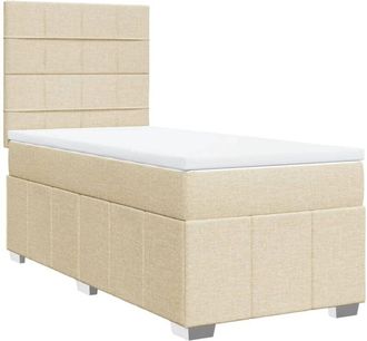 vidaXL Cama Box Spring Con Colch&oacute;n Tela Color Crema 80x200 Cm Vidaxl