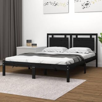vidaXL Estructura De Cama De Madera Maciza De Pino Negra 200x200 Cm Vidaxl