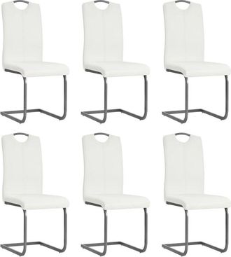 vidaXL Sillas De Comedor Voladizas 6 Unidades De Tela Blanca Vidaxl