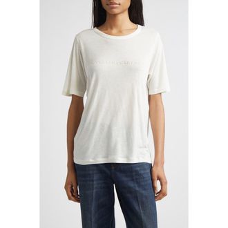 Stella McCartney Beaded Logo T-Shirt in Cream at Nordstrom, Size X-Large