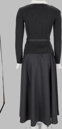Self Portrait Knit Twill Midi Dress - Gray
