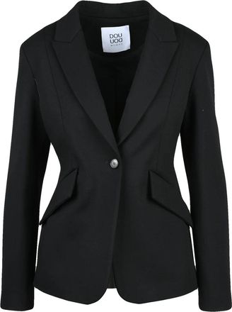 Douuod Black Viscose-Blend Fitted Jacket