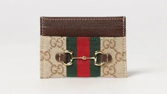 Gucci Portacarte con monogramma GG, nastro Web e dettaglio Horsebit