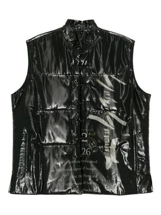 Yohji Yamamoto graphic-print sleeveless padded jacket - Black
