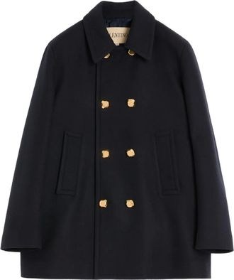 Valentino Garavani double-breasted wool felt jacket - men - Virgin Wool/Recycled Cupro - 48 - Blue