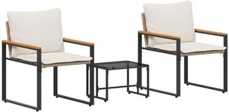 vidaXL Furniture Sets with Cushion 3 pcs Beige and Cream White Rattan vidaXL