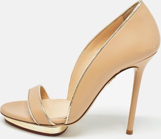 Charlotte Olympia Beige Leather Christine Pumps