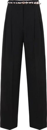 Max Mara Flowing cady trousers - Dames - Wijde Broeken - Zwart - XS - Leer - Broeken