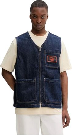 Dickies Jassen, Heren, Blauw, S, Denim, Denim Vest met Rits