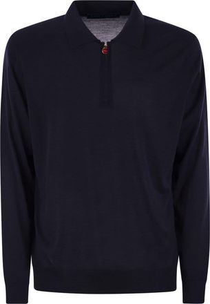 Kiton Mens Wool Polo Shirt - Navy - Size Medium