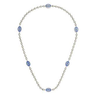 Gucci Necklaces, female, Gray, ONE SIZE, Necklace in sterling silver and blue enamel with Interlocking G details