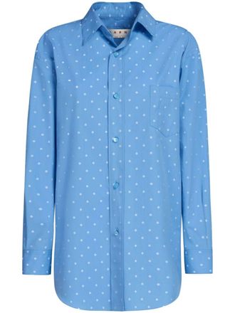 Marni polka dot-print poplin shirt - women - Cotton - 40 - Blue