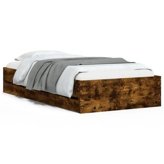 Berkfield Home Bed Frame w/Drawers Frame Smoked Oak 75x190 cm Small Single in Brown