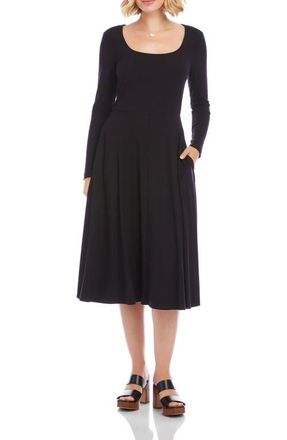 Karen Kane Long Sleeve Scoop Neck A-Line Jersey Dress in Black at Nordstrom, Size X-Small