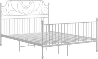 vidaXL Vidaxl - Estructura Cama Con Cabecero Sin Colch&oacute;n Metal Blanco 140x200cm