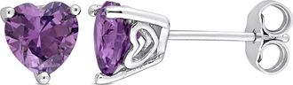 Mimi & Max 2 3/8ct TGW Heart Shape Simulated Alexandrite Stud Earrings in Sterling Silver
