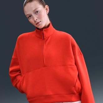 Nike Womens 24.7 ImpossiblySoft Dri-FIT Oversized 1/2-Zip Top in Red | HQ8188-633