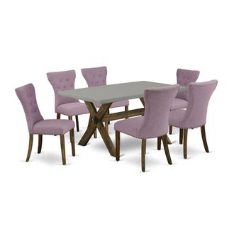 East West Furniture 7-Piece Dining Room Table Set - 6 Parson Dining Chairs and a Rectangular Table Hardwood Structure