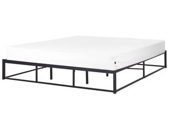 Beliani Letto Moderno Industriale In Metallo Ue Matrimoniale A Doghe Incorporate Senza Poggiatesta 180 X 200 Cm Nero Viry