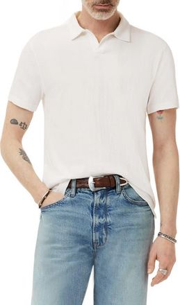 John Varvatos Zion Jacquard Cotton Polo in Salt at Nordstrom, Size Xx-Large