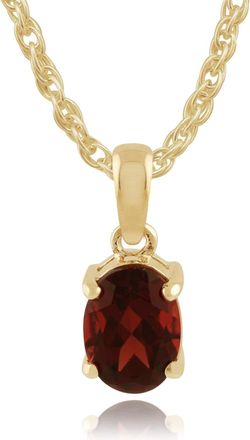 Gemondo 9ct Yellow Gold Classic Oval Garnet Pendant Necklace