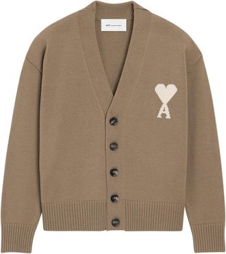 Ami Quota Cardigan - Dames - Vesten - Beige - XS - Katoen - Truien & Vesten