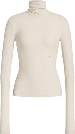 Alberta Ferretti Neutrals Triacetate Blend Fitted Turtleneck Top
