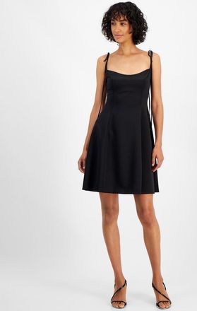 HUGO BOSS Kamuran Mini Dress Womens Black Tie Spaghetti Straps A-Line FTS1259
