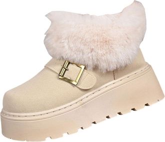 Generic Womens Winter Boots Slip On Casual Snow Booties Stylish Solid Color Round Toe Thick Sole Non-Slip Comfy Cosy Ankle Boots Fuzzy Classic