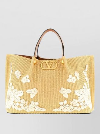 Valentino Garavani vlogo signature medium raffia tote bag