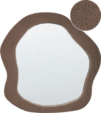 Beliani Beliani - Espejo De Pared Moderno Decorativo Colgante 79 X 80 Cm Marco Mdf Forma Irregular Boucl&eacute; Marr&oacute;n Blismes