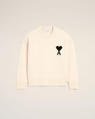 Ami White Wool Ami De Coeur Crewneck Sweater White - XXL - Unisex
