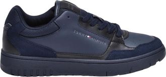 Tommy Hilfiger Schoenen, Heren, Blauw, 48 EU, Leer, Basket Core Sneakers