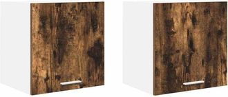 vidaXL Hanging Cabinet Riga 2 pcs Smoked Oak and White 40 x 31 x 40 cm vidaXL