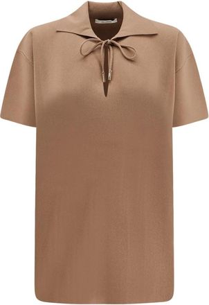 Max Mara Camel Viscose Poloshirt - Dames - Polos - Bruin - L - Tops