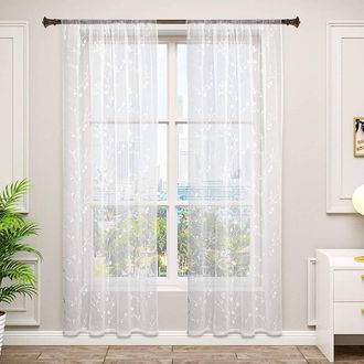 Woltu Woltu Tende Trasparenti Senza Occhielli Per Soggiorno Camera Da Letto 2 Pannelli Voile Bianco 140x175cm,tenda Senza Cinghie