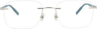 Montblanc 55mm Rimless Square Optical Glasses in Silver Teal Transparent at Nordstrom Rack