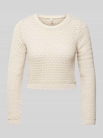 Only Strickpullover mit Lochmuster Modell MAURA LIFE in Ecru, Gr&ouml;&szlig;e L