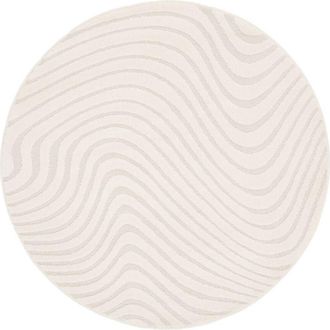Sweeek Sweeek - 160cm interior rug with wavy patterns, cream, Chuck, Cream, 160x160x1.4 cm
