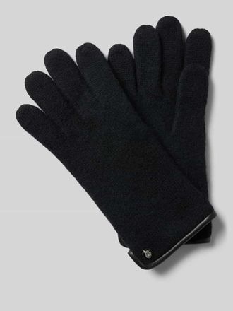Roeckl Walkhandschuhe aus Schurwolle mit Wappen Emblem in Black, Gr&ouml;&szlig;e 7,5