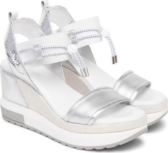 Nero Giardini Bungee Platform Wedge Sandal in Silver at Nordstrom, Size 11Us