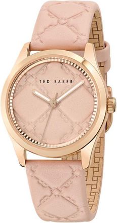 Ted Baker Coolly Leather Strap Watch, 34mm in Pink at Nordstrom